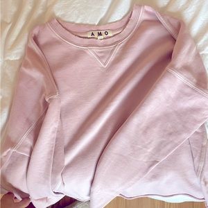 Amo Denim Rose Gold French Terry lovebird crew and shirt set - size small